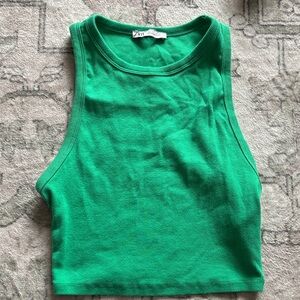 Zara Bright Green Ribbed Tank Crop Top